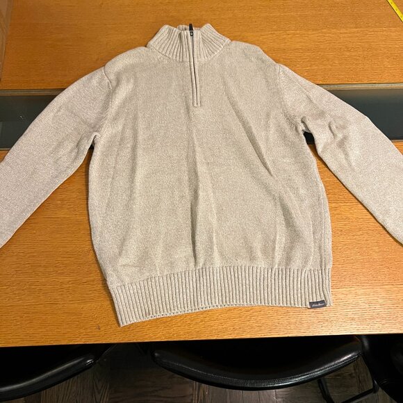 Eddie Bauer Quarter-Zip Sweater – Medium – Heathered Oatmeal - Picture 1 of 6